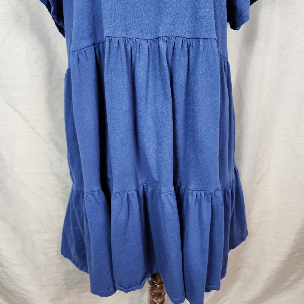 OLD NAVY Size XL Tiered 100% Cotton Blue T-Shirt Mini Dress Pockets A-Line - Picture 6 of 11